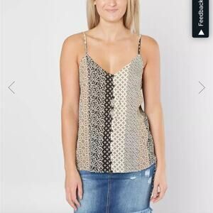 Daytrip Buckle Button Down Multi-Colored V-Neck Tank Top Size Medium